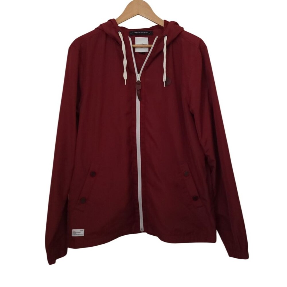 M.A. Marshall Artist Burgundy Hooded Lined Wind Cheater Jacket Lightweight Sz S